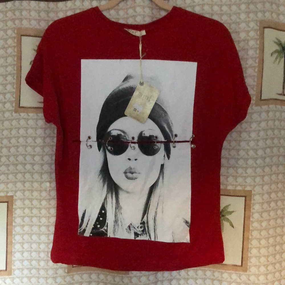 Oversized T red cotton size S